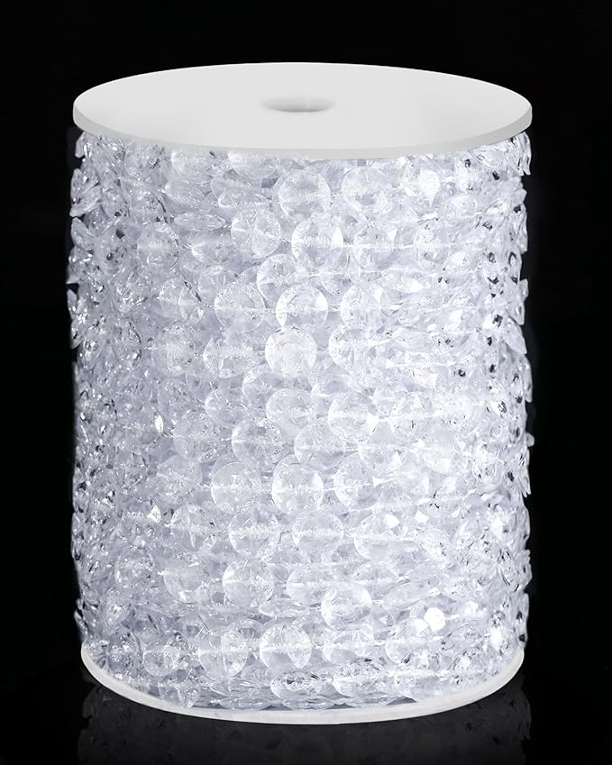 99FT Crystal Garland Strands, Acrylic Clear Crystal Beads String Roll, by XINHUIDALSQ