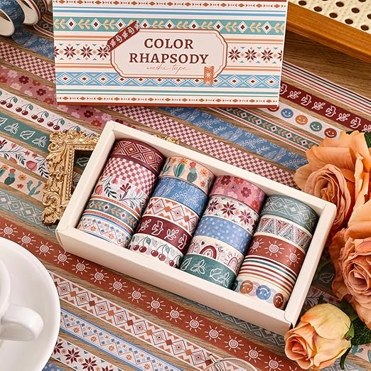 20 Rolls Bohemia Theme Washi Tape Set, Writable Decorative Tapes - Image 7
