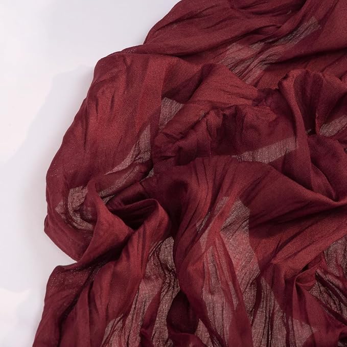 Burgundy Red Cheesecloth Table Runner Fall Table Runner Boho Gauze 120 Inches - Image 4