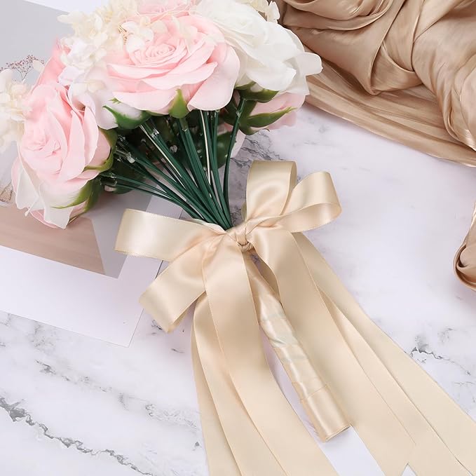 LaRibbons Nude Satin Ribbon 1 Inch 25 Yards Double Faced Silk Ribbon - Image 2
