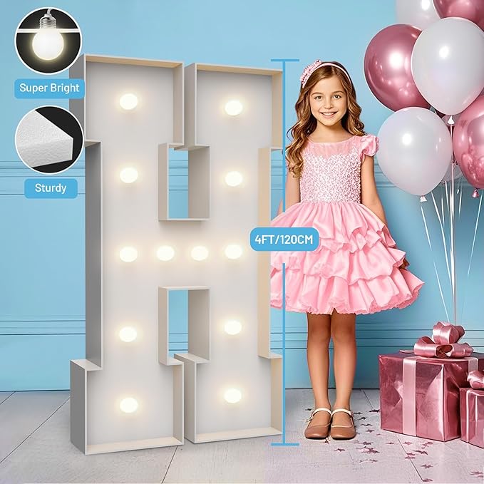 4FT Marquee Light Up Letters H, Party Decoration Large Marquee Light Up Letters - Image 3
