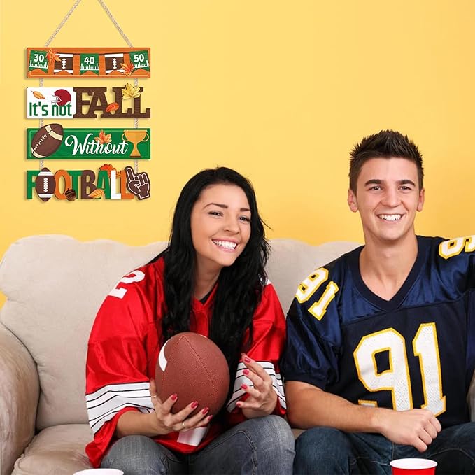 CHDITB It's Not Fall without Football Front Door Sign, Wooden Fall Football - Image 6