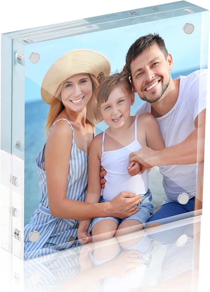 HOUSE DAY Acrylic Picture Frames 4x4, 1 Pack Magnetic 4 x 4 Picture Frame by HOUSEDAY