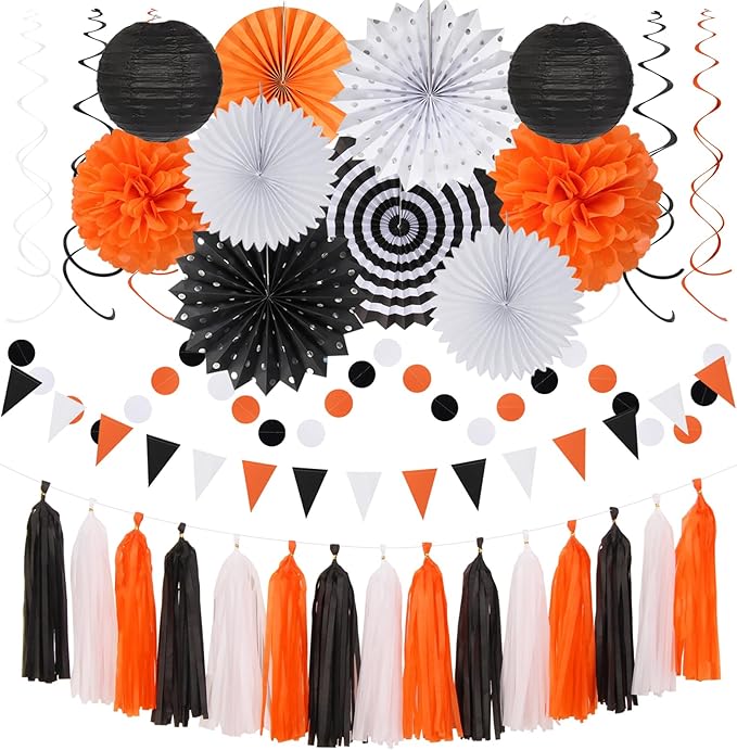 Black White Orange Halloween Party-Decorations by Hugtmr