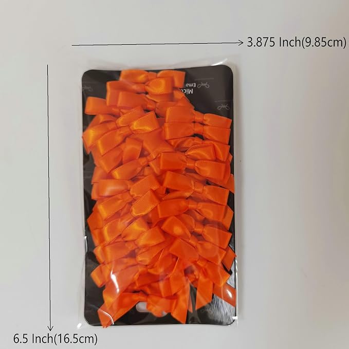 50pcs 1-1/2" Mini Orange Satin Ribbon Bows Without Twist Ties - Image 5