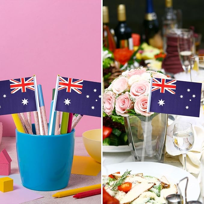 Australia Flag Australian Flag, Small Mini Handheld Australia Flags on Stick - Image 5