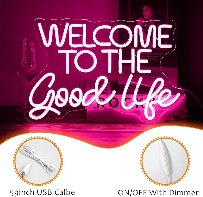 Welcome To The Good Life Neon Sign Letter LED Neon Lights Dimmable USB Powered - Image 3