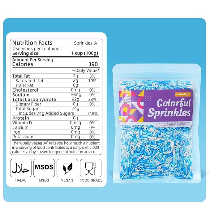 Blue and White Jimmies Sprinkles - Image 2