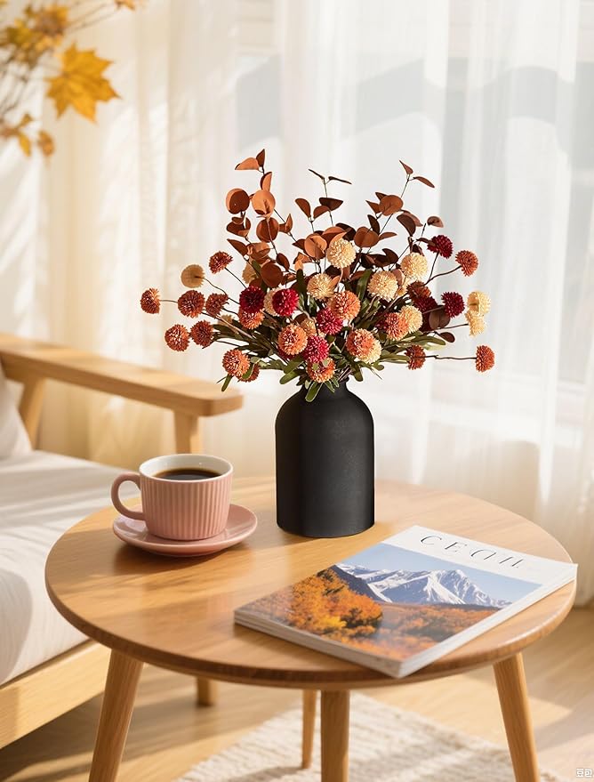 BLOSMON Fall Flowers in Vase for Centerpieces: Metal Vase - Image 8