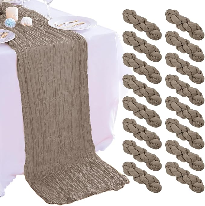 16PCS Nude Cheesecloth Table Runner 10FT Table Runner Cheesecloth 35x120Inch by AIRIT+LOVELY