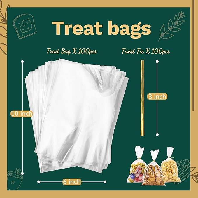 LOKIQNG Cellophane Bags Plastic Gift Bag Clear Cookie Treat Bags - Image 5