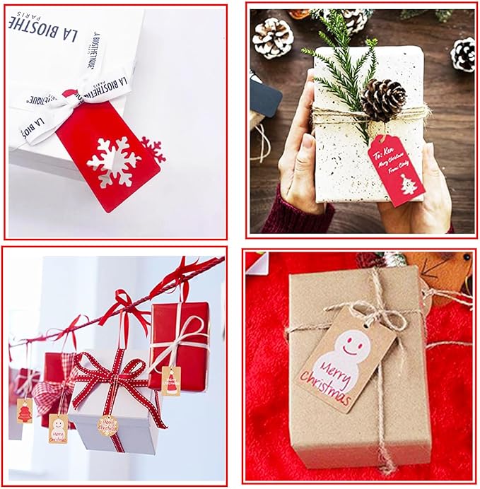 100 Pack Kraft Paper Christmas Gift Tags， Xmas Kraft Gift Tags - Image 7