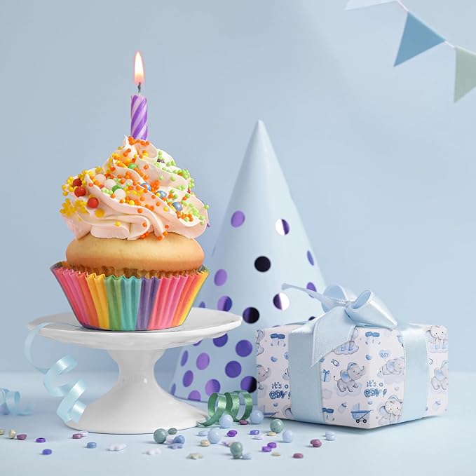 Aimyoo Blue Baby Shower Wrapping Paper Roll - Image 5