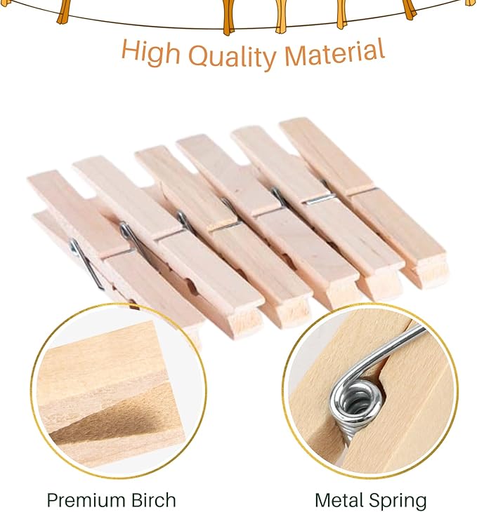 Wood Clothes Pin, Natural Birchwood Clothespins, Strong Grip, Heavy Duty - Image 3