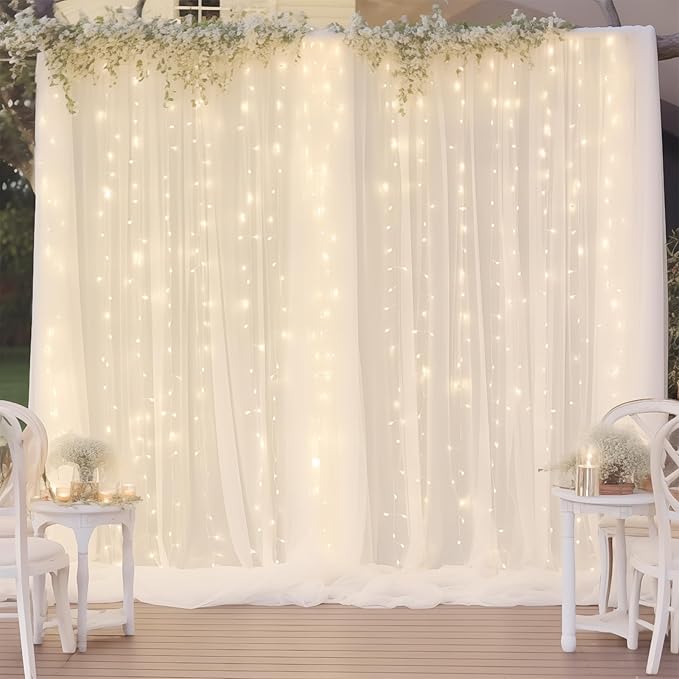 10ft x 10ft White Chiffon Backdrop Curtain - Image 6