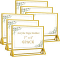 Clear Acrylic Sign Holder 7x 5 Horizontal Double Sided Gold Frame Flyer Holder by PPH-SisyPurchaseNow