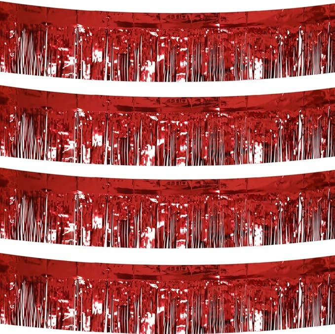 4 Pack Total 40 Feet Foil Fringe Garland Metallic Wall Hanging Drapes Tassel by CareCheer