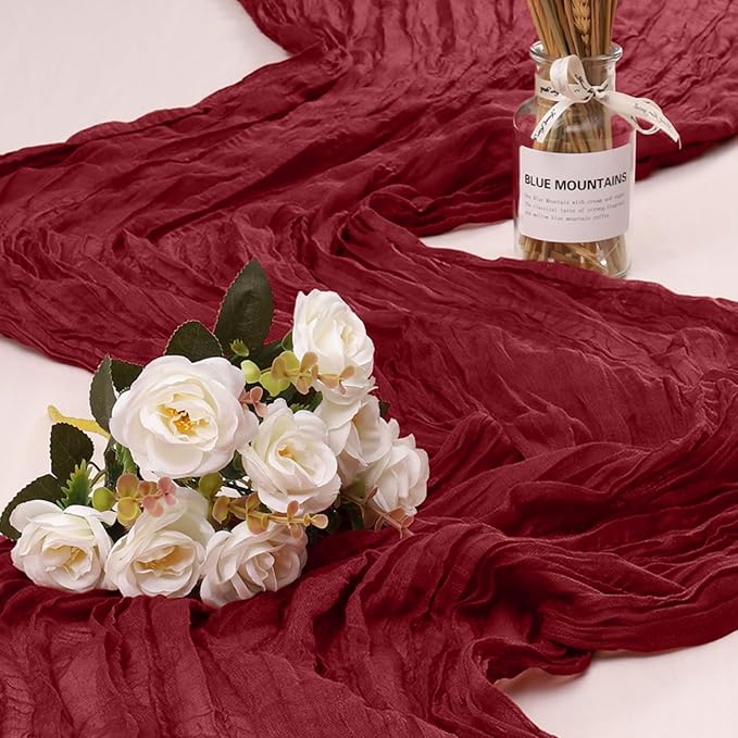 1 Pack Cheesecloth Table Runner 10Ft Christmas Gauze Boho Table Runners by HOME