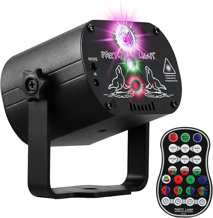 DJ Disco Stage Party Lights, LED Sound Activated Laser Light RGB Flash Strobe by POCOCO
