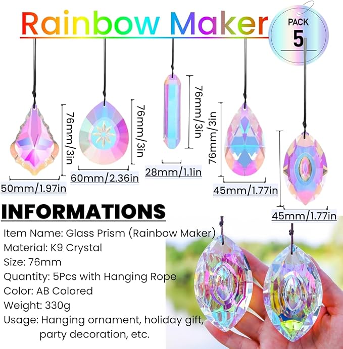5Pcs 3-inch Crystal Sun Catcher Prisms - Image 3