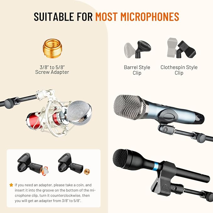CAHAYA Tripod Microphone Stand: Boom Arm One-Button Release Floor Mic Stand - Image 7