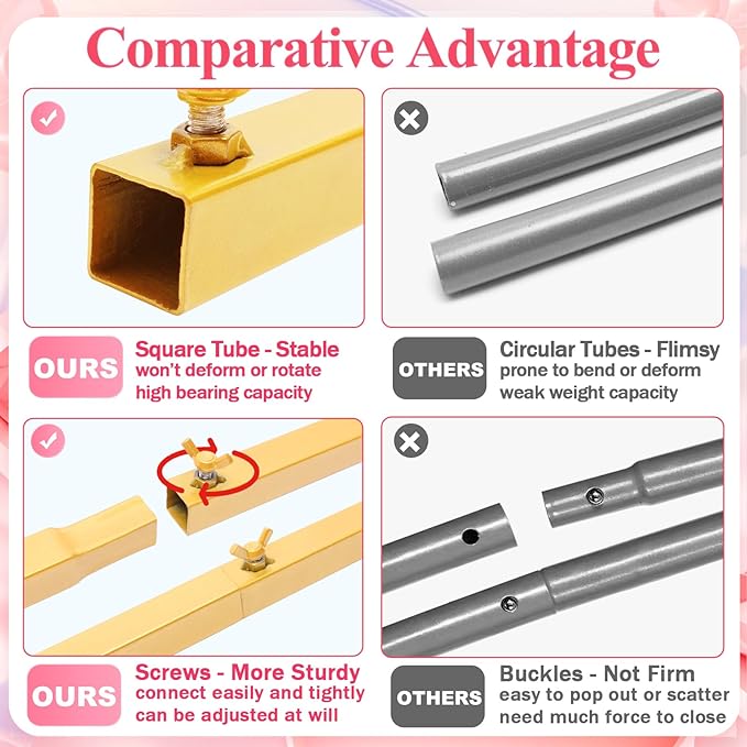 Asee'm 6.6FTx6.6FT Gold Wedding Arch Backdrop Stand Square Metal Rectangular - Image 3