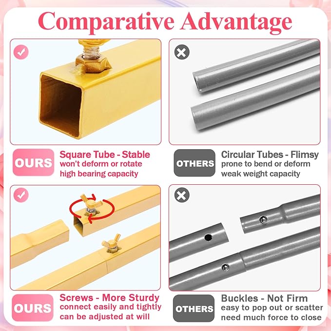 Asee'm 6.6FTx5.2FT Gold Wedding Arch Backdrop Stand Square Metal Rectangular - Image 3
