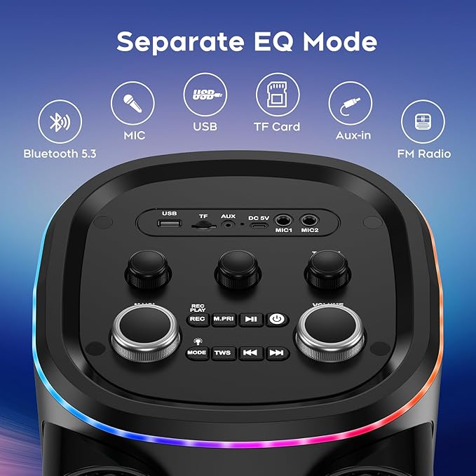 25.9''Karaoke Machine with Two Wireless Microphones and Dynamic Party Lights - Image 3