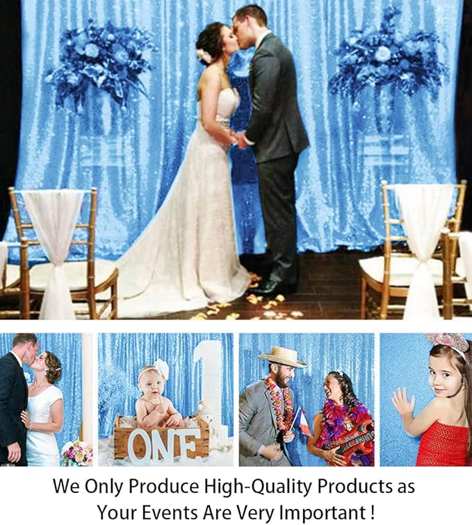 ShiDianYi 4FTX6FT-Baby Blue-Sequin Photo Backdrop, Party/Prom Photography - Image 2