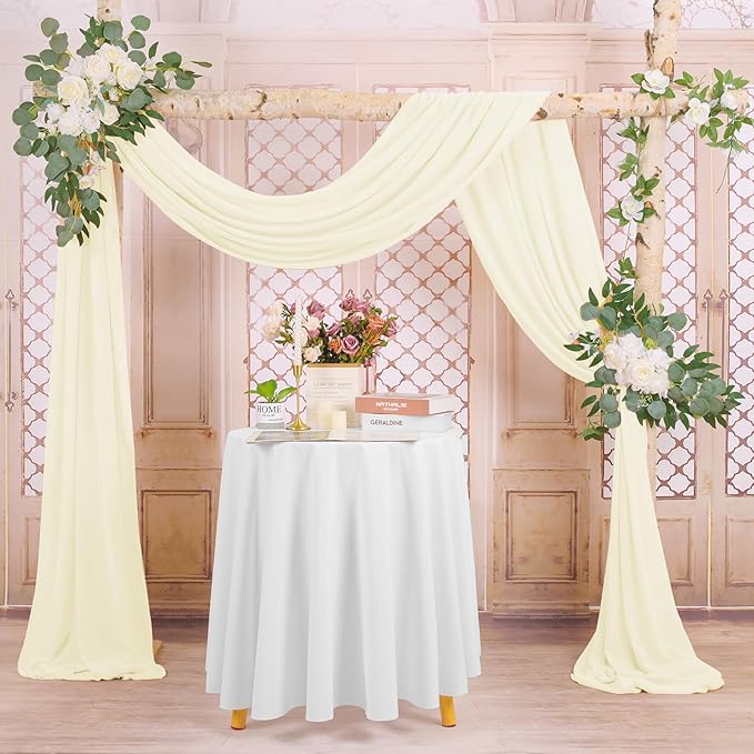 Wedding Arch Draping Fabric, 4 Panels 28" x20ft Ivory Wedding Arch Drapes - Image 5