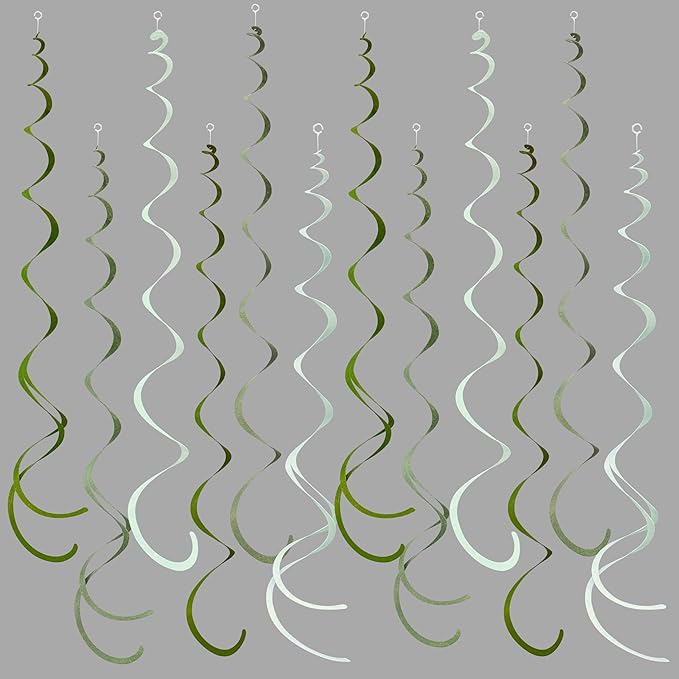 36Pcs Olive Green Hanging Swirl Decorations Ombre Sage Green Felt Swirl by pinkblume