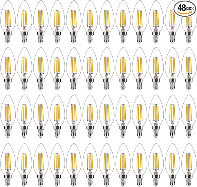 FLSNT 60W Equivalent LED Chandelier Light Bulbs, Dimmable LED B11 E12 by FLSNT