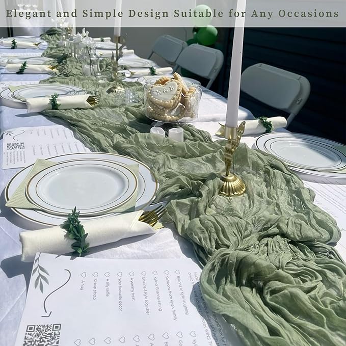 12 Pack Sage Green Cheesecloth Table Runner 10FT Rustic Gauze Fabric Cheese - Image 7