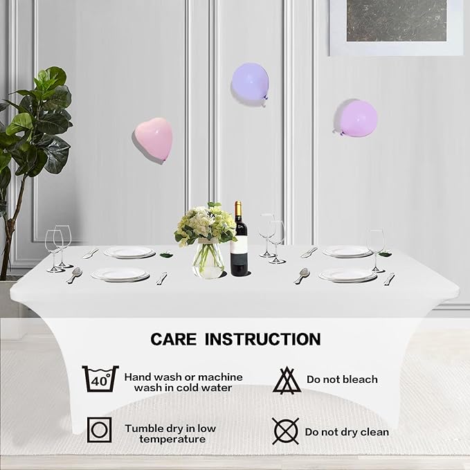 IVAPUPU 2 Pack 4FT Table Cloth for Rectangular Fitted Events Stretch White - Image 5