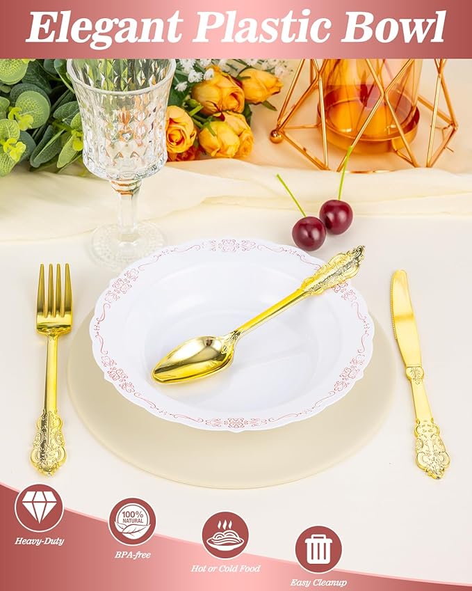 50 Pack White Plastic Bowls - Image 4