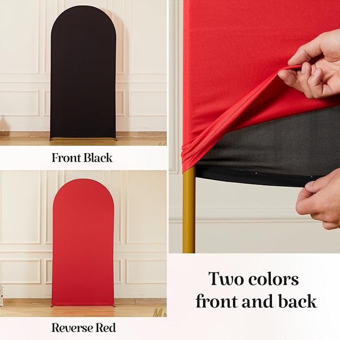 Red Black Arch Backdrop Cover for Wedding, Birthday Party Decor, Chiara - Image 3
