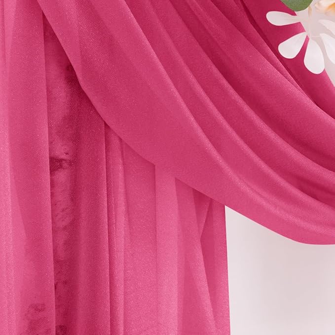 Hot Pink Wedding Arch Draping Fabric 29" x 20 FT Wedding Drapes - Image 4