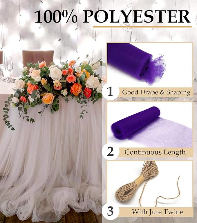Purple Tulle Fabric Roll - Image 4
