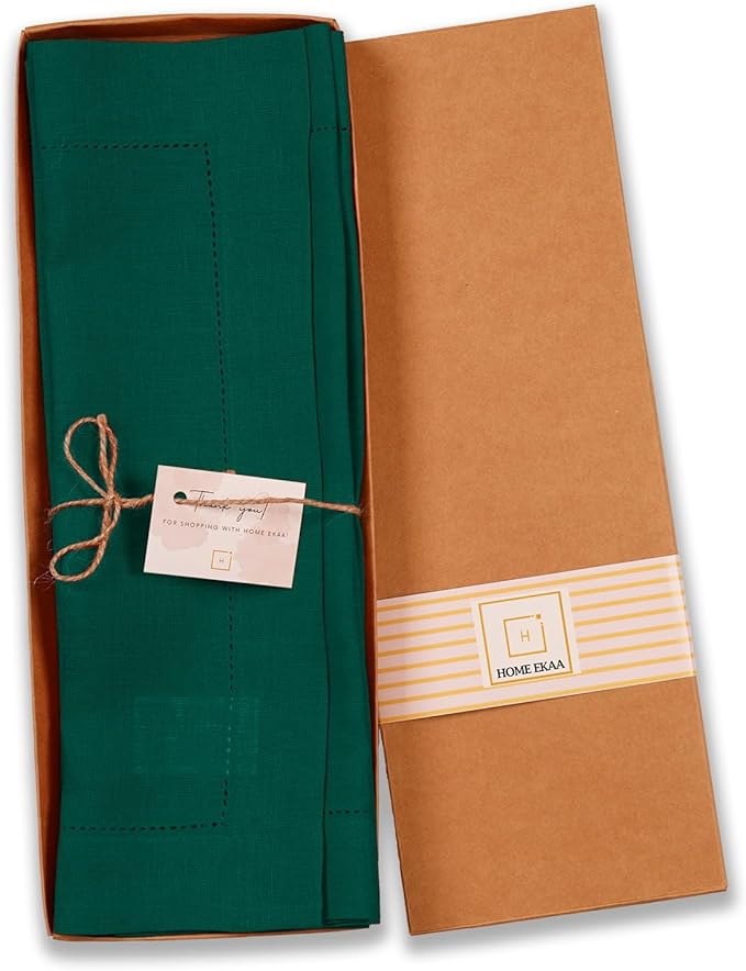 100% Pure Linen Green Placemats 14 x 19 Inch - Image 3