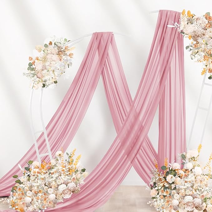 Dusty Rose Wedding Arch Draping Fabric 2 Panels 29" x 20 FT Wedding Drapes - Image 7