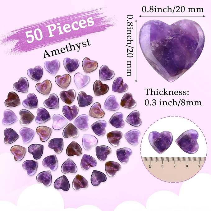 Gerrii 50 Pcs Heart Healing Stone Bulk Quartz Heart Inspirational Stones Gift - Image 2