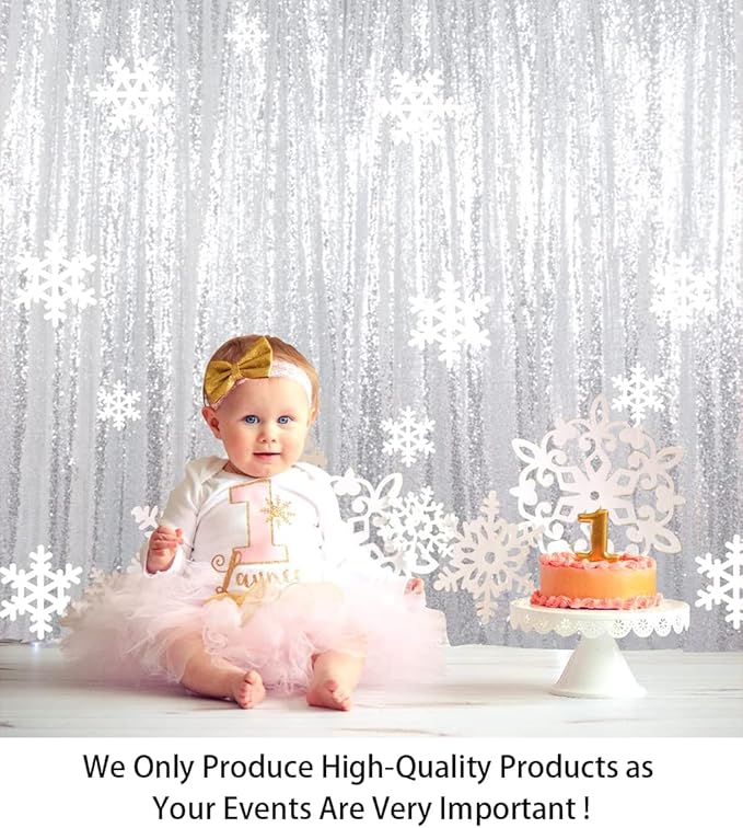 ShiDianYi Silver Glitter Backdrop Curtain Photo Backdrop 8FTx10FT Sequins - Image 2