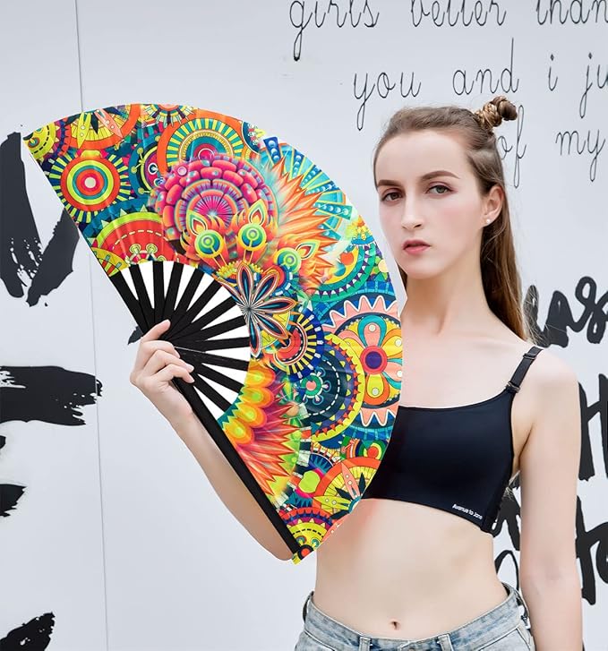 Amajiji Rave Folding Hand Fan Popping Fans - Image 4