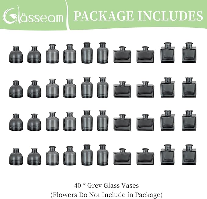 Glasseam Bud Flower Vases in Bulk: 40 Glass Cute Small Vases - Image 6