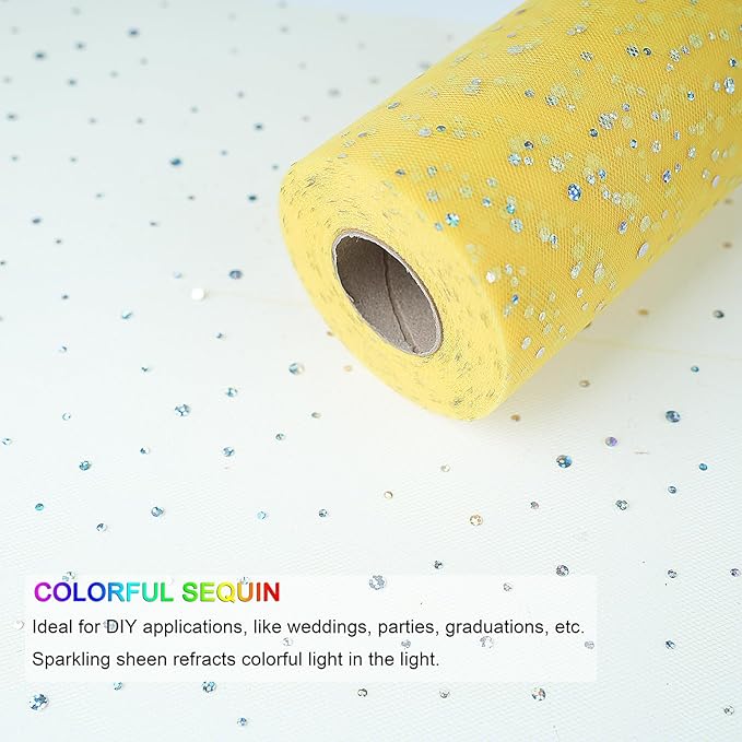 Glitter Tulle Rolls, 6” by 50 Yards Sequin Tule Netting Fabric Tulle - Image 4