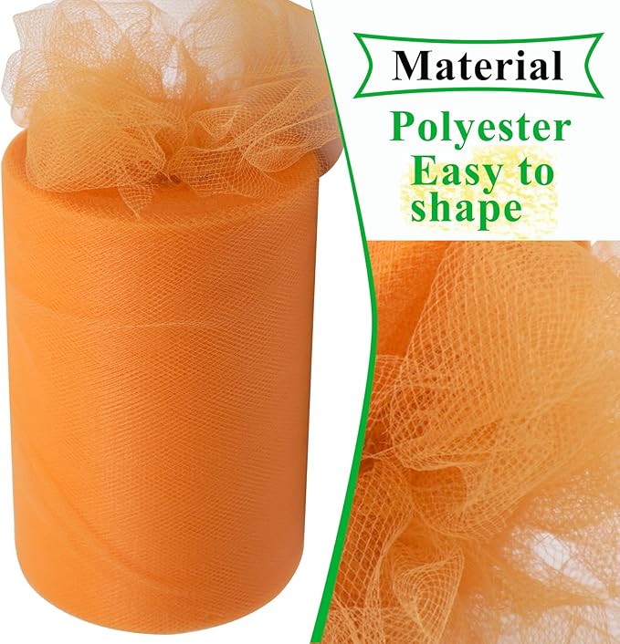 Orange Tulle Fabric Rolls 6 Inch by 100 Yards Fabric Spool Tulle Ribbon - Image 3