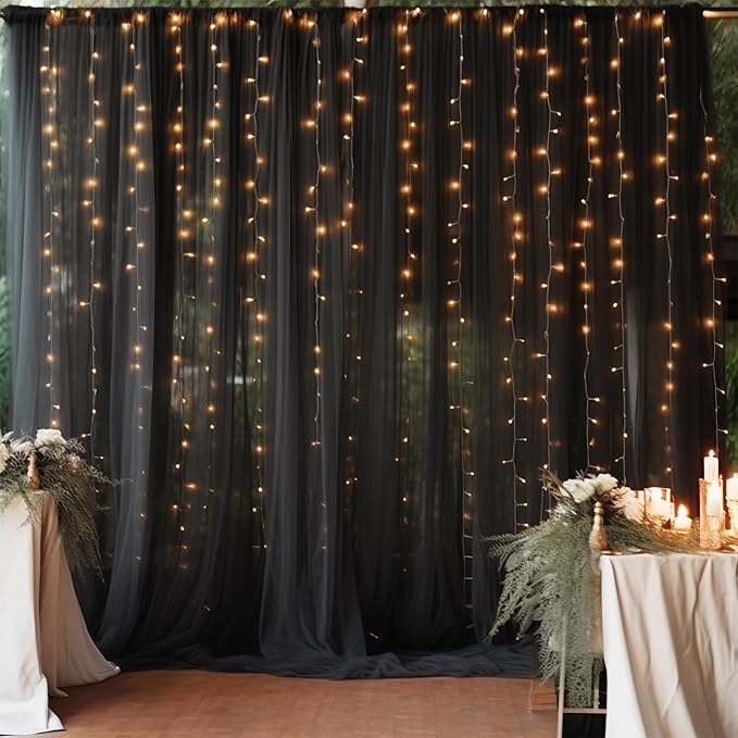 20×10ft Black Tulle Backdrop Curtain - Image 2