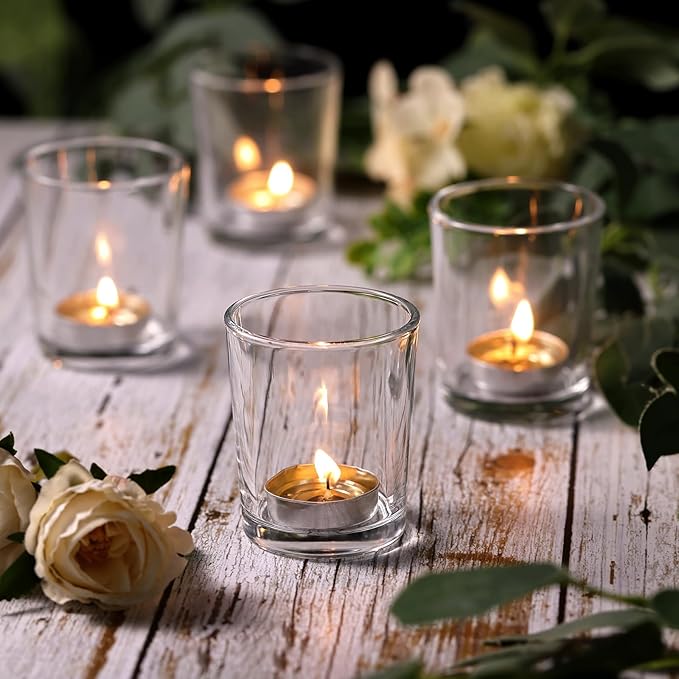 DARJEN 60Pcs Votive Candle Holders- Clear Tea Lights Candle Holder, Glass - Image 3