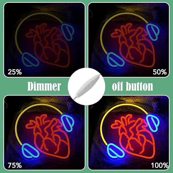 Heart With Headphone Neon Sign USB Power Music Heart Neon Light Dimmable Music - Image 4