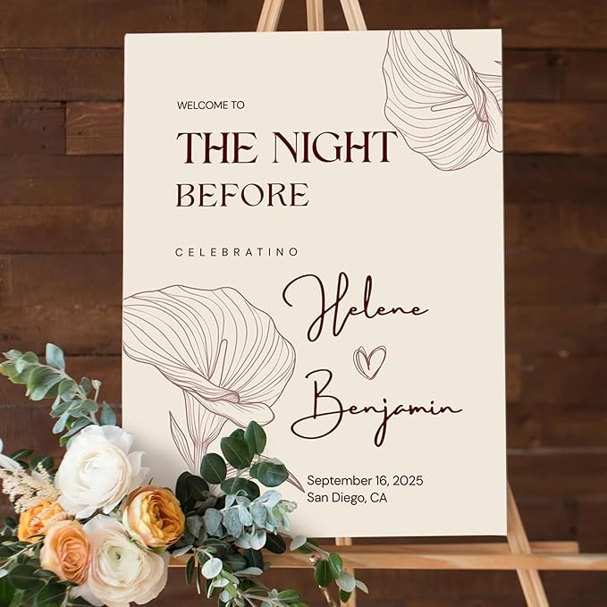 Custom Bride & Groom Wedding Welcome Sign, Personalized Welcome to The Night - Image 3